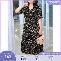 MSShe big code womens dress 2022 new summer clothes chubby slim snowspun dress with cashew crummy tea hysterone