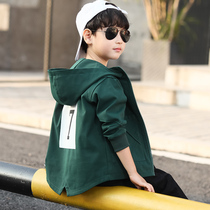 Childrens clothing Boys  jacket spring and autumn 2021 new foreign windbreaker jacket cardigan top large childrens Korean version of the tide