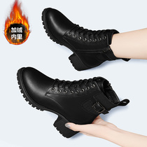 Martin boots British style thin short boots 2020 New plus velvet autumn and winter thick heel with Joker women boots