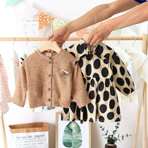 Girl autumn suit cardigan jacket female baby Autumn dress dress dress female childrens sweater two-piece Han