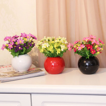 Modern creative home decoration New house decoration Handicraft ornaments Fashion ceramic vase round ball flower arrangement