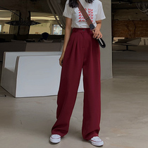 Big Code Broadlegged Pants Woman Spring Autumn New 2022 Fat Sister Wide Loose Sensation High Waist Straight Drum Suit Tugging Long Pants