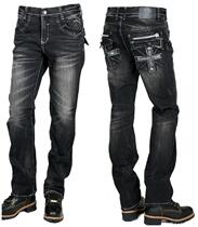 Spot new personality men Korean embroidery wash slim black Harley Indian Knight jeans trousers