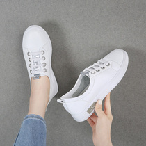 Leather small white shoes women Autumn with skirt Joker flat bottom shoes 2021 New Autumn white casual shoes