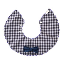 Japan MARLMARL official baby round bib mouth towel bib dolce Series 06 gray blue lattice bow tie