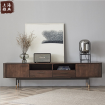 Nordic medieval industrial style modern minimalist light luxury solid wood metal TV cabinet audio-visual cabinet side cabinet small apartment design