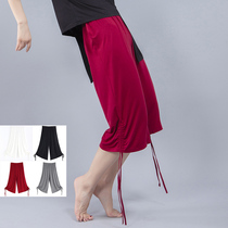 Modern dance wide leg pants White Capri pants drawstring yoga pants modal dance practice uniforms wine red Chinese style