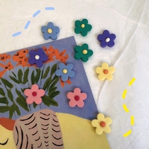 Spring feeling clay earrings girl cute hand made Yayfeng retro cream flower earrings ear clip