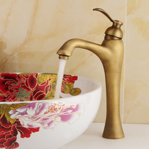 Full copper imitation ancient tap face basin Lower tap suit onstage basin tap plus high washroom Domestic tap 3