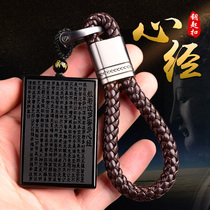 Prajna Paramita Heart Sutra Obsidian keychain pendant Key chain Car pendant Lucky jewelry No matter card