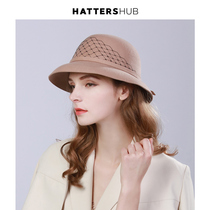 Hat Shihui Fall Winter New Wool Fisherman Hat Small Fragrant Wind Mesh Bow Top Hat Dome Wool Pot Hat