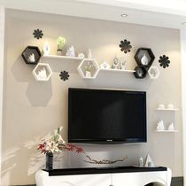 Wall decoration shelf Wall wall hanging cabinet living room TV background wall frame room wall creative Plaid