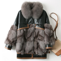  2020 winter sheepskin leather jacket womens short young trend fashion motorcycle style fox fur grass jacket women