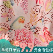 Plant pastoral flower fabric cotton handmade DIY material cotton fabric doll clothing cotton cloth red flower bird
