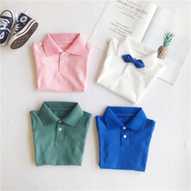 Summer boys and girls pure cotton polo shirts children white shirts tie T-shirts baby day is simple 6