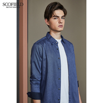 SCOFIELD winter business fashion casual solid color long sleeve shirt Cotton comfortable mens shirt