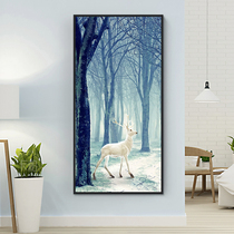 Nordic elk entrance decorative painting Corridor aisle vertical mural Modern living room small fresh forest simple hanging painting