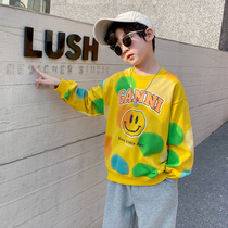 Boys autumn long sleeve sweater 2021 new childrens autumn coat Zhongdabong casual printing Korean version of foreign gas