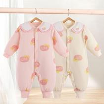 Autumn and Winter Cleaning Harjacket Baby Three Stores Warm Connected Body Bone-free Out to Warm Connection Clothes