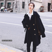 Senior sense black trench coat coat women autumn 2021 New English style long loose fashion fashion temperament coat