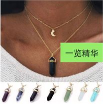 Hexagon pillar choker fashion crescent pendant necklace lady