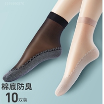 Thickened velvet short stockings on the soles of the feet womens thin non-slip anti-hook silk deodorant black flesh-colored short socks