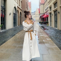 White French retro dress womens 2020 autumn new temperament is thin and high Hepburn style long-sleeved shirt skirt