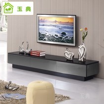 Simple modern black combination TV cabinet Tempered glass film and television cabinet Fashion European paint floor cabinet