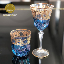 Italy imported TIMON handmade crystal cup tall gold-studded Art blue whiskey wine wine wine glasses hand gift