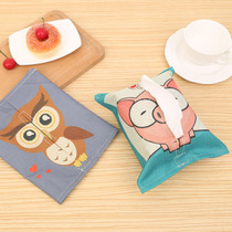 Fabric tissue cover cute cartoon paper box car cotton and linen tissue bag paper towel box