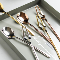 304 stainless steel coffee spoon small Nordic dessert fork spoon spoon set fruit fork cake fork home ins Wind