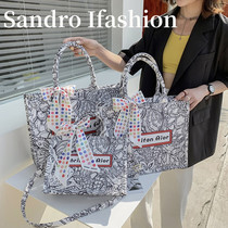 Sandro Ifashion large capacity shopping bag 2021 new tote bag shoulder bag canvas handbag