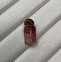 Xiao Xi Jewelry Natural Tourmaline Su Jing Carving Buddha Pigeon Red Watermelon Pendant Full of Brilliant Red