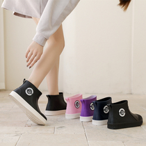 New Rain Shoes Woman Short Drum Trend Han Edition All Season Waterproof Shoes Kitchen Non-slip Car Wash Shoes Men Rain Boots Rubber Shoes
