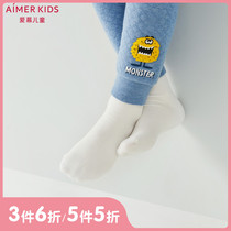 Aimer Kids Aimer Kids 2 year old boy Boy Black White Solid Color Childrens Socks AK2944573