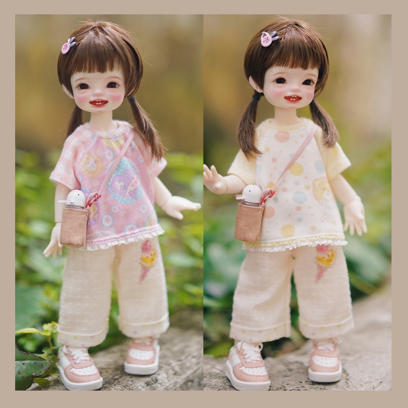 Spot 68bjd 6 min Yosd doll clothes accessories cartoon T shirt shorts shorts