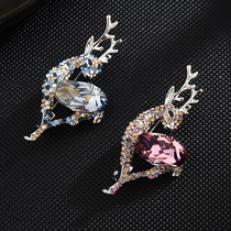 New 2021 luxury crystal corsage brooch high-grade brooch female deer wild Korean clothing accessories