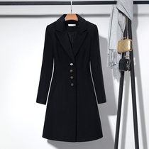 Professional woolen coat women 2020 autumn and winter long front desk sales office overcoat thick woolen dress