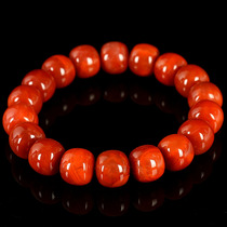 50 66g 12 5mm fine woven South red agate old bead bracelet