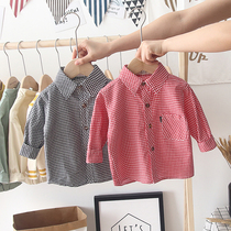 Childrens shirt long sleeve full cotton thin section boy Spring summer and autumn Childrens jacket baby jacket baby plaid lining clothes