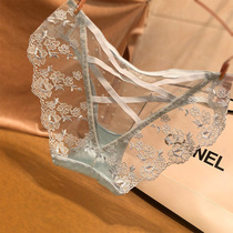 Sexy lace womens underwear temptation transparent perspective embroidery flower buttock incognito underwear womens light mesh yarn