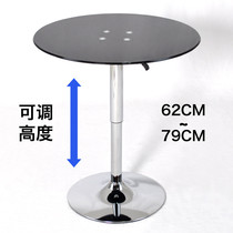Round lifting tempered glass table business negotiation table reception round table booth signing table adjustable height tea table