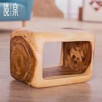 Jing Spring Southeast Asia Art Decoration Shoes Stool New Chinese Log Solid Wood Stool Porch Porch Change Shoe Stool