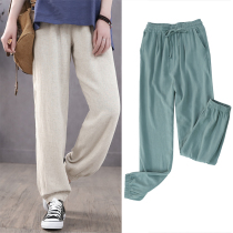 Han Suoyi literary retro summer new cotton casual pants womens large size loose long bloomers anti mosquito pants