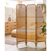 ins rattan weaving screen bamboo weaving new Chinese style home folding simple wall brief folding screen hotel folk hanguan close partition