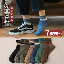 Socks mens socks summer thin breathable socks ins tide cotton socks bottom sports mesh breathable sweat-absorbing retro