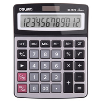 DELI 1674 12-bit aluminum nameplate desktop calculator dual power supply 15 degree elevation angle widescreen large button calculator