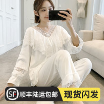 Mink velvet pajamas women autumn and winter padded suit cute sweet princess wind plus velvet warm coral velvet home clothing