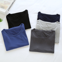 Thin model Modale autumn clothes mens single-piece blouses warm up pure color round collar bottom-shirt close-fitting underwear