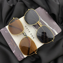 Hong Kong wind ins brown sunglasses female ulzzang Korean version of plain face holiday glasses male tide polarized sun glasses female round face